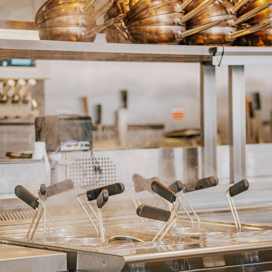 Copper pans at the open pass