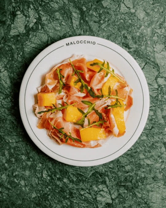 parma ham & cantaloupe at Malocchio