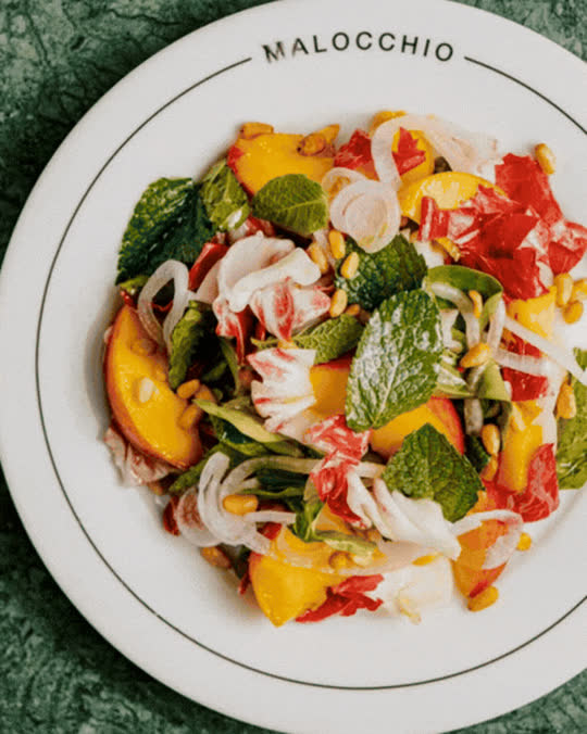 redhaven peaches salad at Malocchio