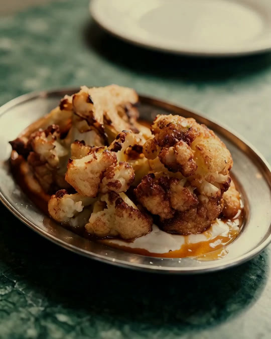 roasted cauliflower wedge at Malocchio